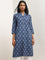 Utsa Indigo Butta Print Straight Cotton Kurta