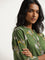 Utsa Green Bird Printed Straight Cotton Kurta