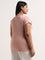 Gia Dusty Pink Floral Embossed Pink Cotton Top