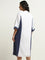 Gia Curves White Colour-Blocked Casual Cotton Straight Dress