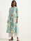 Utsa Turquoise Floral Patterned A-line Kurta