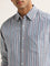 WES Casuals Blue Cotton Striped Relaxed Fit Shirt