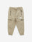 HOP Kids Beige Mid-Rise Cotton Blend Cargo Joggers