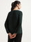 Wardrobe Solid Green V Neck Top