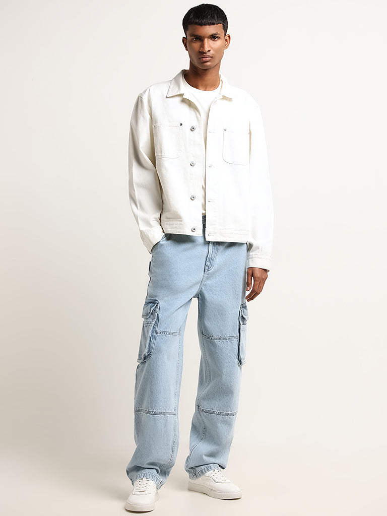 Nuon Blue Mid Rise Relaxed Fit Jeans