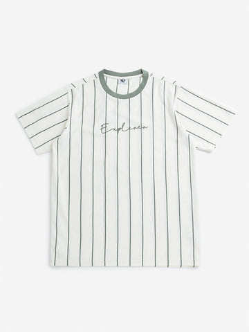 Y&F Kids Off-White Stripe Printed T-Shirt