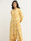 Utsa Yellow Floral Printed A-Line Kurta