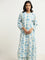 Utsa Blue Floral Printed A-Line Kurta