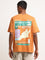 Nuon Orange Relaxed Fit Contrast Print Cotton T-Shirt