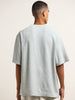 Nuon Light Teal Self-Textured Cotton T-Shirt