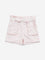 HOP Kids Light Pink Paperbag-Waist Mid-Rise Cotton Shorts