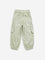 HOP Kids Light Sage Floral Embroidered High-Rise Cotton Joggers