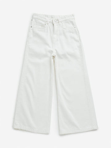 Y&F Kids White Wide Leg - Fit High - Rise Jeans