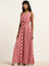 Bombay Paisley Red Chevron Printed A-Line Maxi Dress