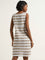 Bombay Paisley Beige Chevron Knit-Textured Straight Dress