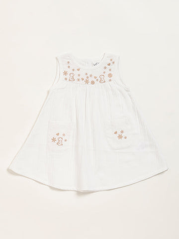 HOP Baby White Embroidered A-Line Dress