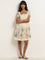 Bombay Paisley Off-White Floral Printed A-Line Dress