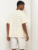 Nuon Yellow Striped Relaxed-Fit Cotton T-Shirt