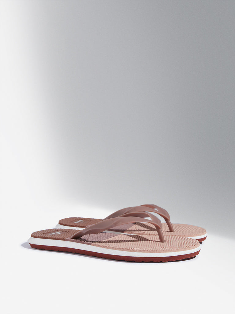 LUNA BLU Blush Pink Colour-Blocked Flip-Flop