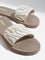 LUNA BLU Beige Striped Design Textured Pool Slides