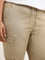 Gia Beige Solid High-Rise Solid Cotton Blend Trousers