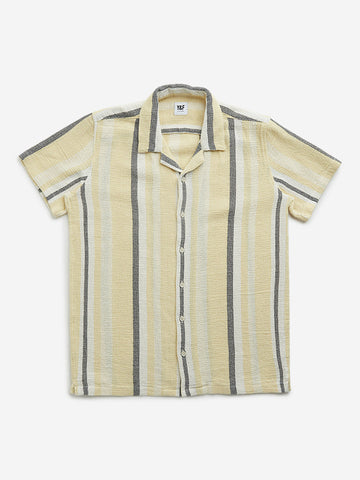 Y&F Kids Beige Striped Design Resort-Fit Cotton Shirt