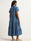 LOV Dark Blue Asymmetrical Tiered Shirt Dress