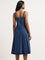 LOV Dark Blue A-Line Denim Dress