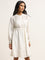 Wardrobe Ivory Cut-Out Embroidered Straight Dress with Belt