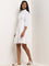 LOV White Diamante Design Shirt Cotton Dress with Belt