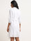 LOV White Diamante Design Shirt Cotton Dress with Belt