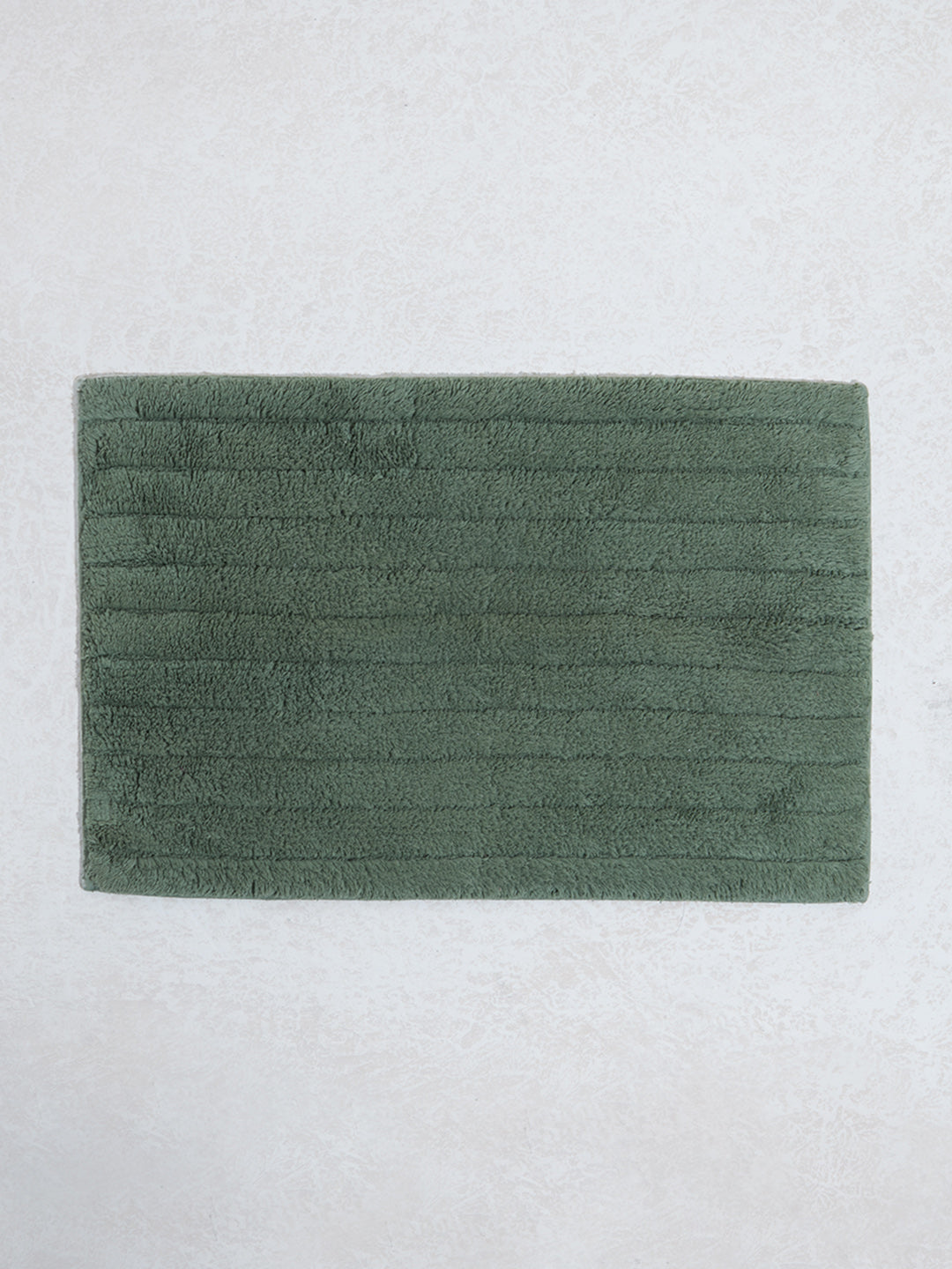 Westside Home Dark Green Self-Striped Fluffy Bathmat