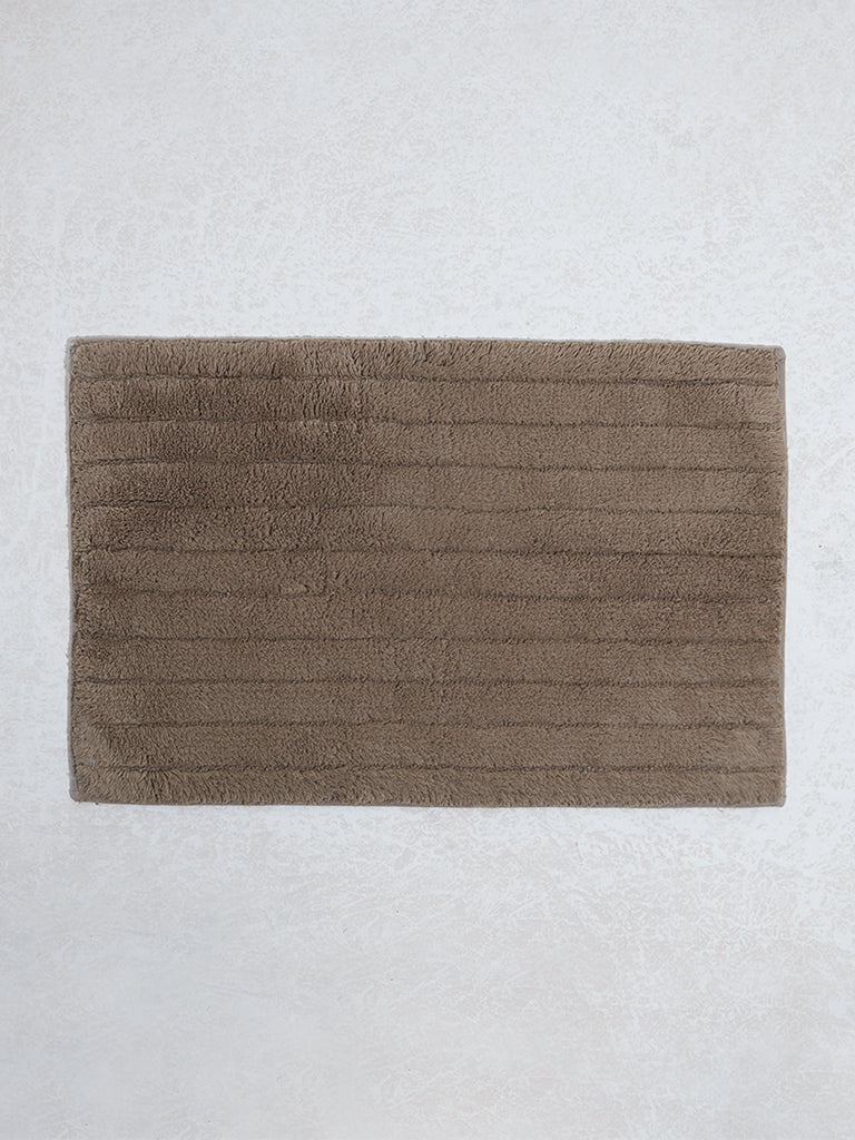 Westside Home Tan Self-Striped Bathmat