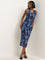 Nuon Navy Tie-Dye Patterned Mesh Bodycon Dress