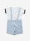 HOP Baby Blue Tiger Design Dungarees with Cotton T-Shirt Set