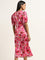 Wardrobe Pink Floral Printed A-Line Dress