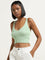 Nuon Mint Ribbed Textured Crop Top