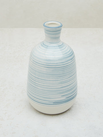 Westside Home Blue Stripe Printed Ceramic Vase