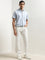 WES Casuals Blue Stripe Printed Relaxed-Fit Cotton Shirt