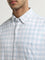 WES Casuals Light Blue Checkered Relaxed-Fit Cotton Shirt