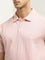 WES Casuals Pink Striped Relaxed-Fit Polo T-Shirt