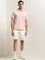 WES Casuals Pink Striped Relaxed-Fit Polo T-Shirt