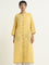 Utsa Mustard Embroidered A-Line Cotton Blend Kurta