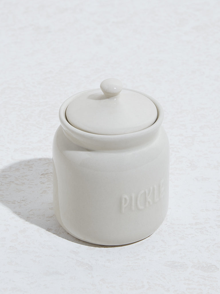 Westside Home Light Beige Embossed Pickle Jar