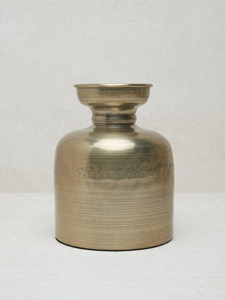 Westside Home Gold Textured Round Vase- Large