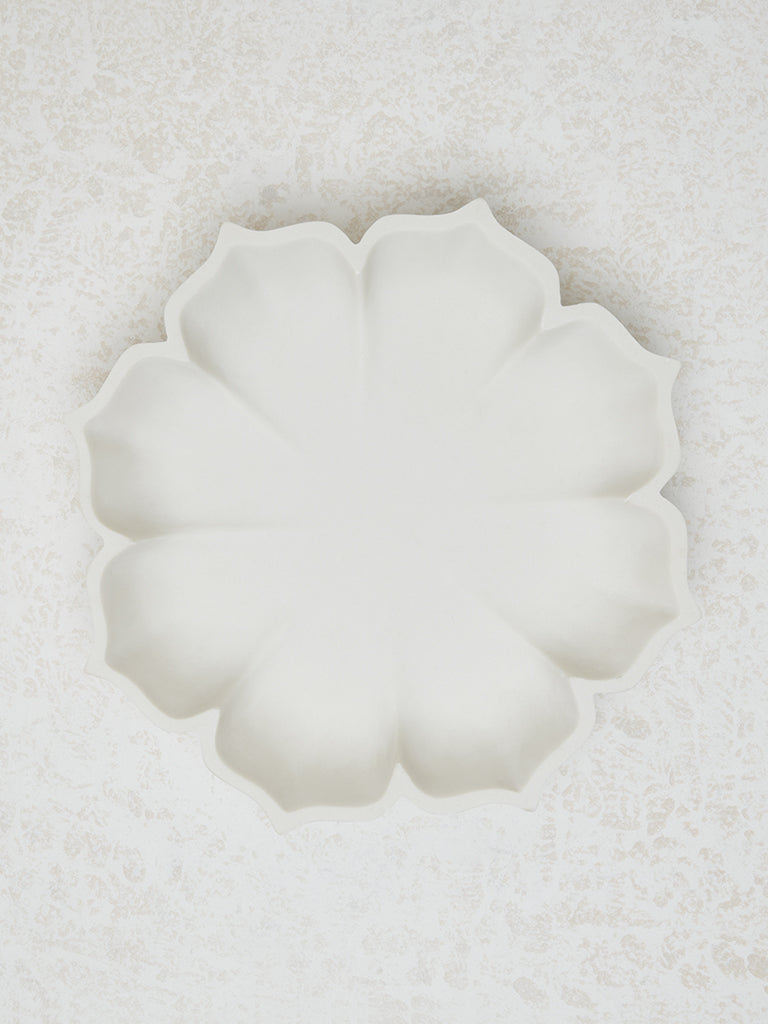 Westside Home White Marble Lotus Decorative Platter - Small