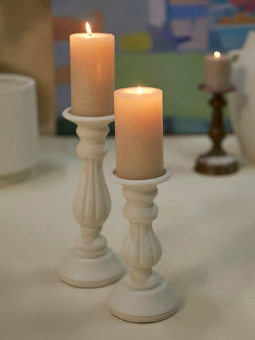 Westside Home White Marble Pillar Candle Stand - Small