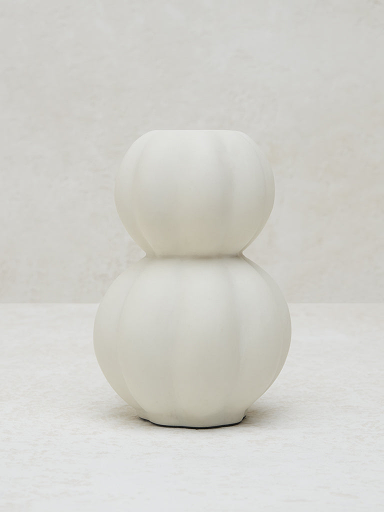 Westside Home White Curved Marble Vase