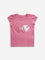 HOP Kids Dark Pink Embellished Fish Cotton T-Shirt