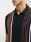 WES Casuals Navy Stripe Print Relaxed-Fit Polo T-Shirt